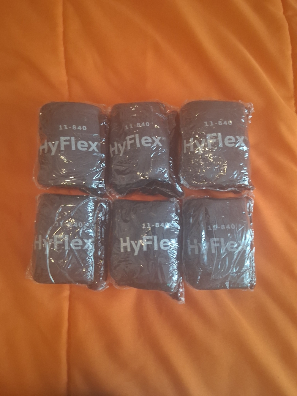 (LOT OF 6) Ansell HyFlex 11-840 Nitrile Cut Resistant Work Gloves Size 9 - Picture 2 of 5